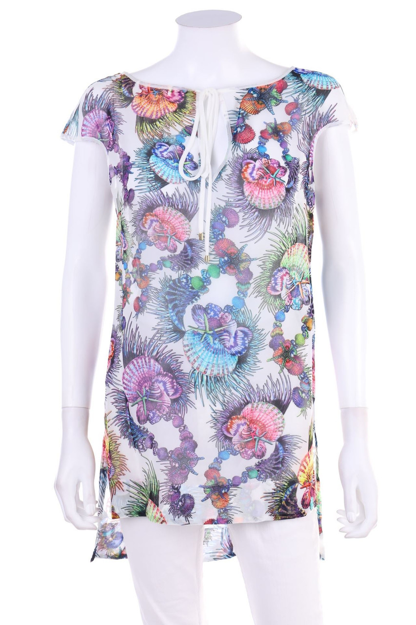 Just cavalli - Chiffon-Kurzarm-Bluse mit Print - D 34