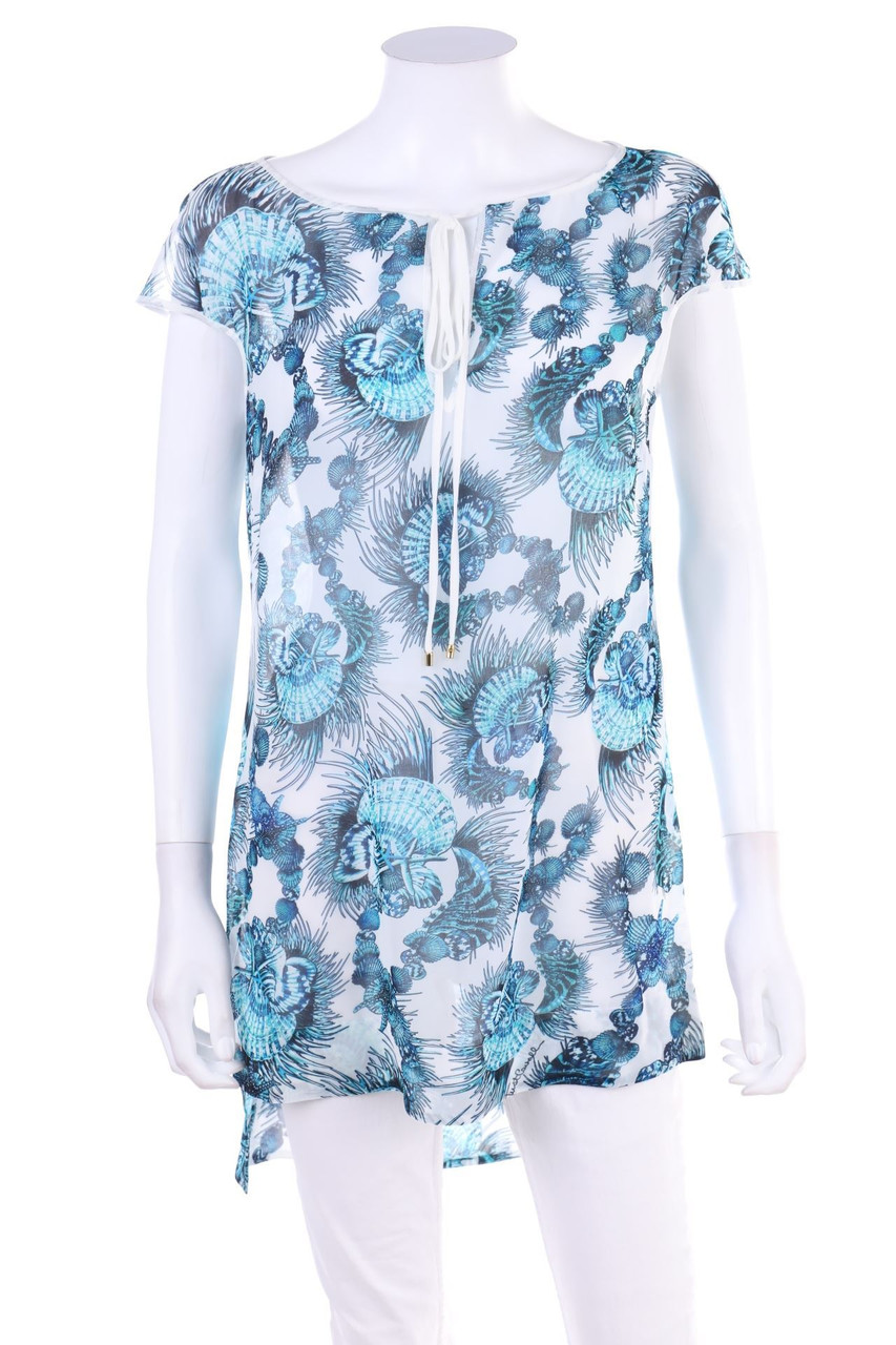 Just cavalli - Chiffon-Kurzarm-Bluse mit Print - D 38