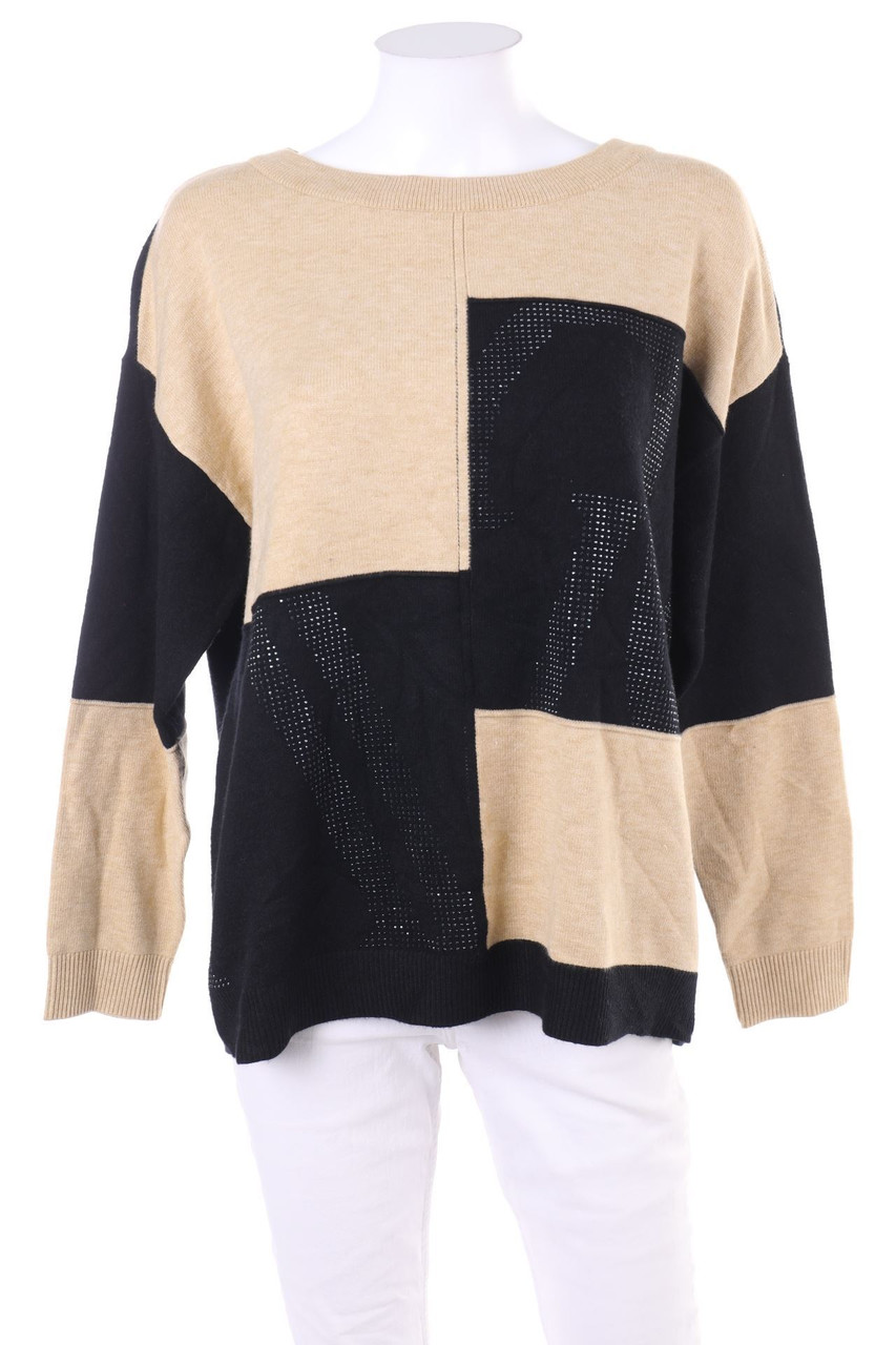 Betty Barclay - Two Tone-Strick-Pullover mit Schmuckstein-Applikation - D 44