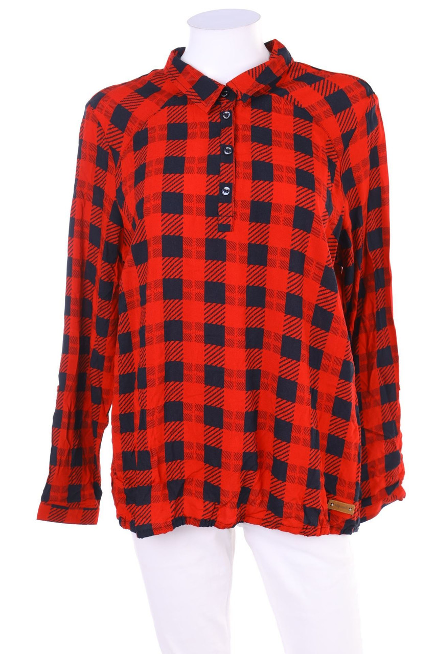 Soquesto - Karo-Bluse mit Roll-up-Manschette - D 42