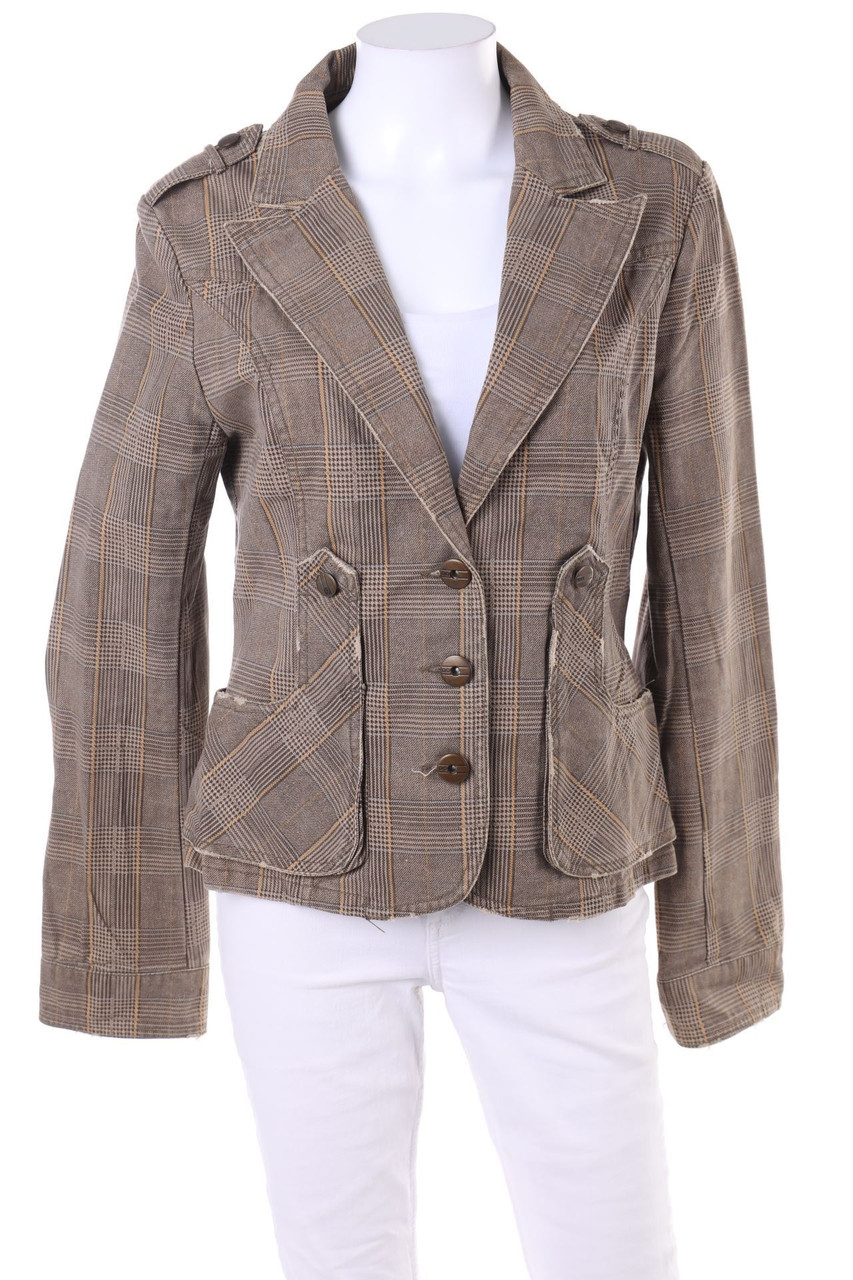 Sublevel - Denim-Blazer mit Karo-Muster - L