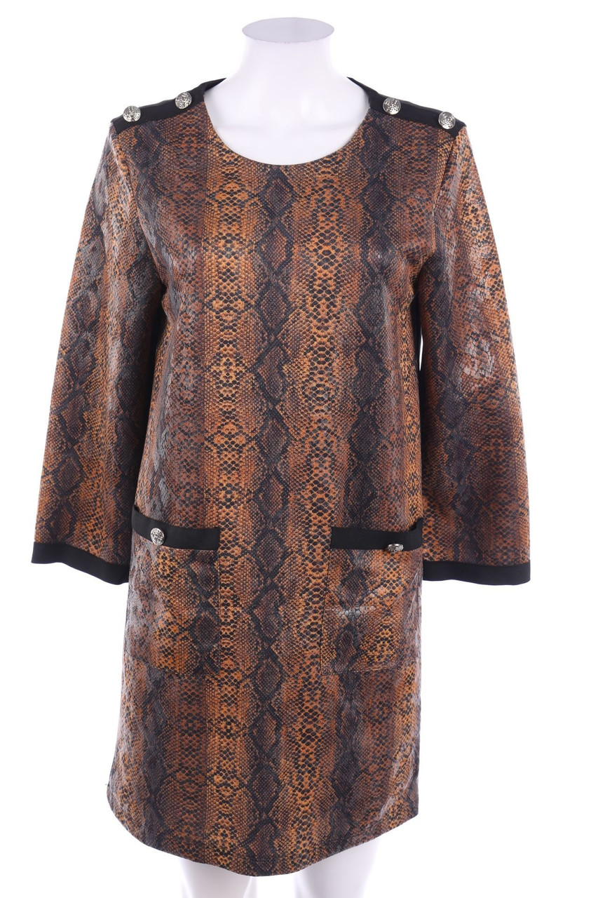 Ohne Label - Shift-Kleid mit Animal-Print - XS