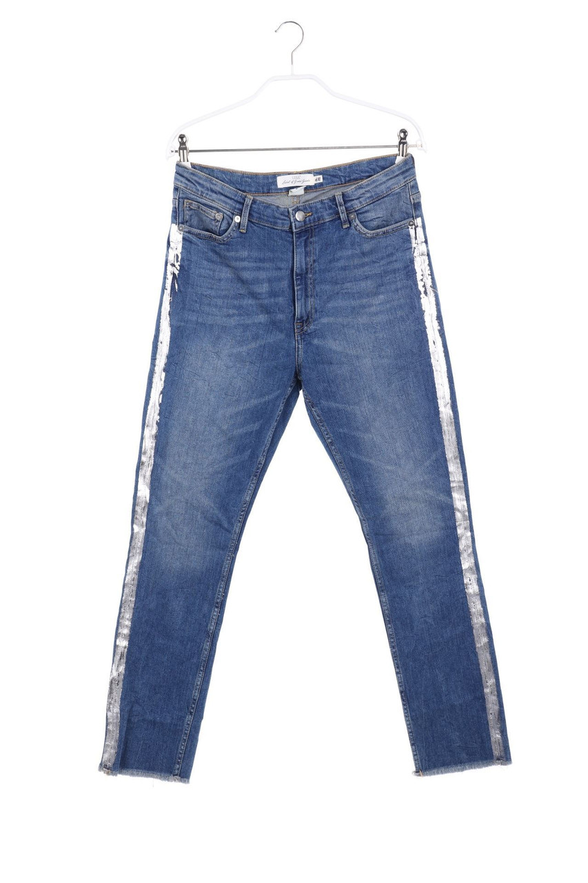 H&M LOGG - Used Look Skinny-Jeans mit Metallic-Effekt - D 32