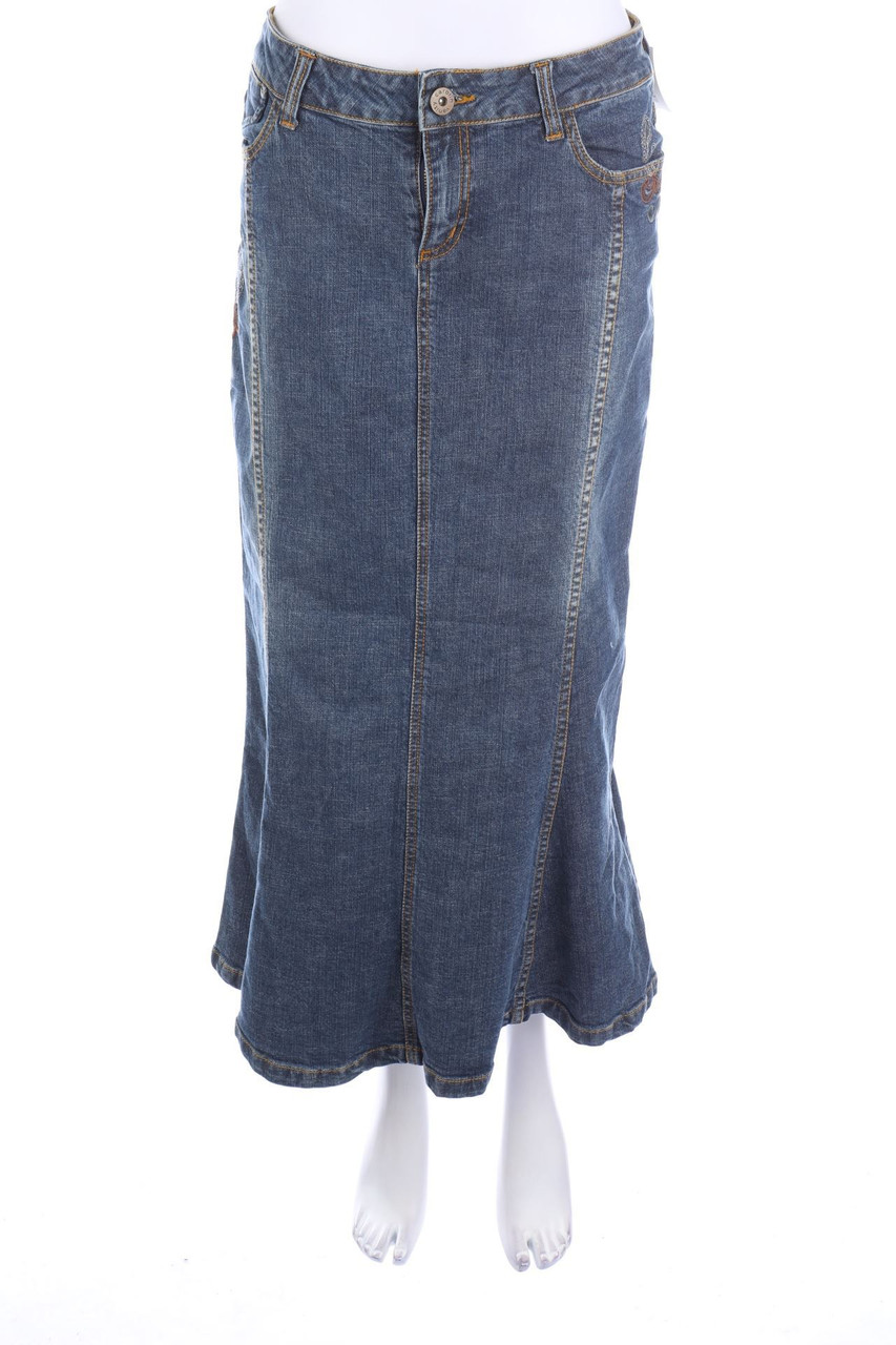 Carolin Vanity - Midi-Jeansrock mit Stickereien - D 38