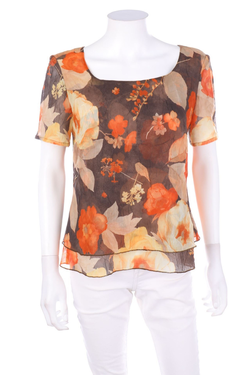la rochelle - Kurzarm-Bluse mit Blumen-Print - D 36
