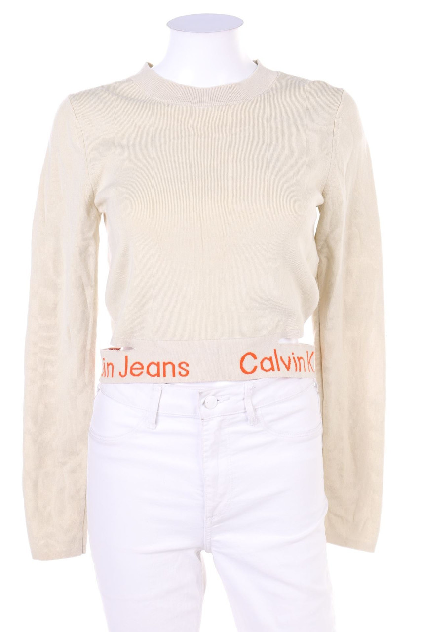 Calvin Klein Jeans - Cropped-Strick-Pullover mit Cut-out - L