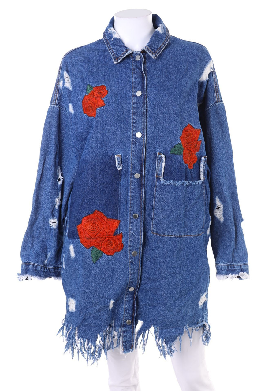 ZARA TRF - Destroyed-Jeans-Mantel mit Patches - S