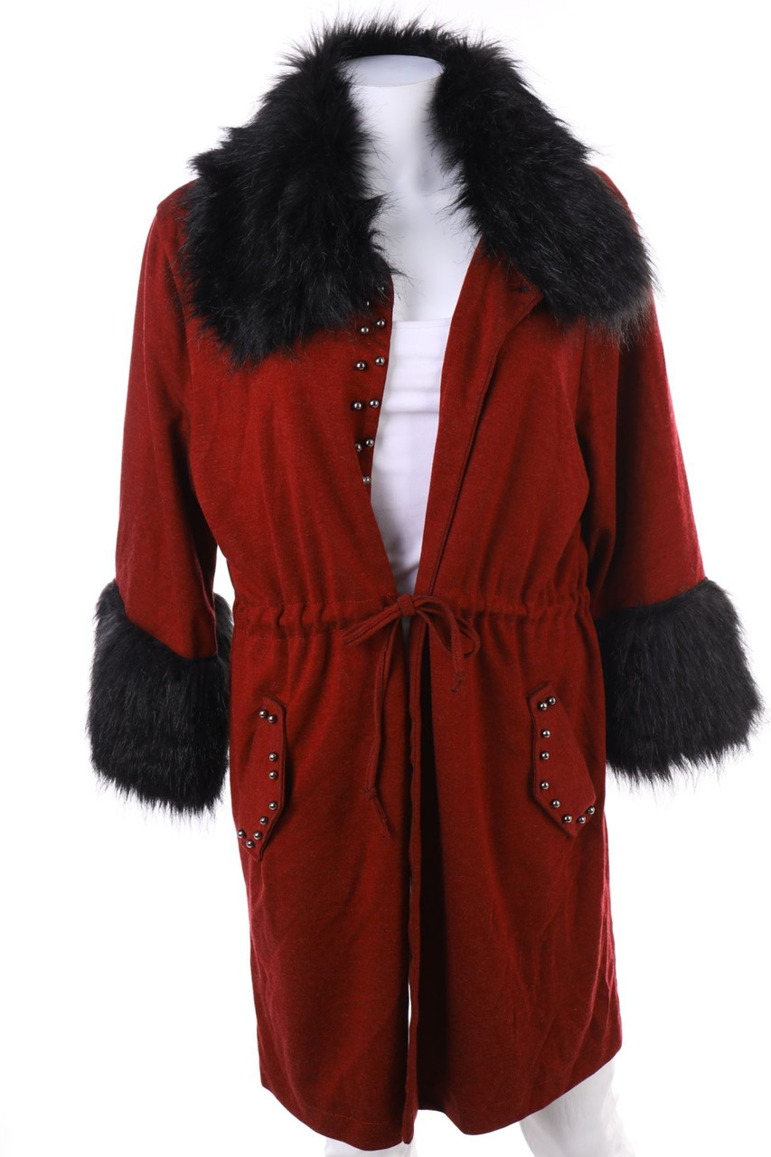 Roni - Cardigan mit Fake Fur-Besatz - D 44