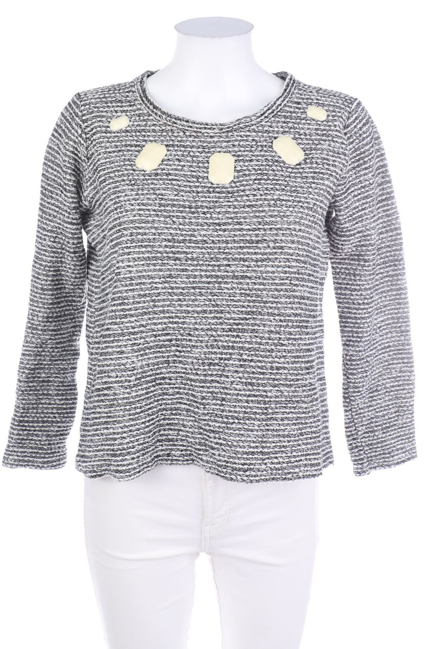 ZARA TRF - Glitzer-Streifen-Bluse mit Applikationen - S