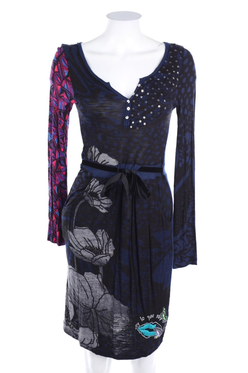 Desigual - Print-Kleid mit Pailletten - M