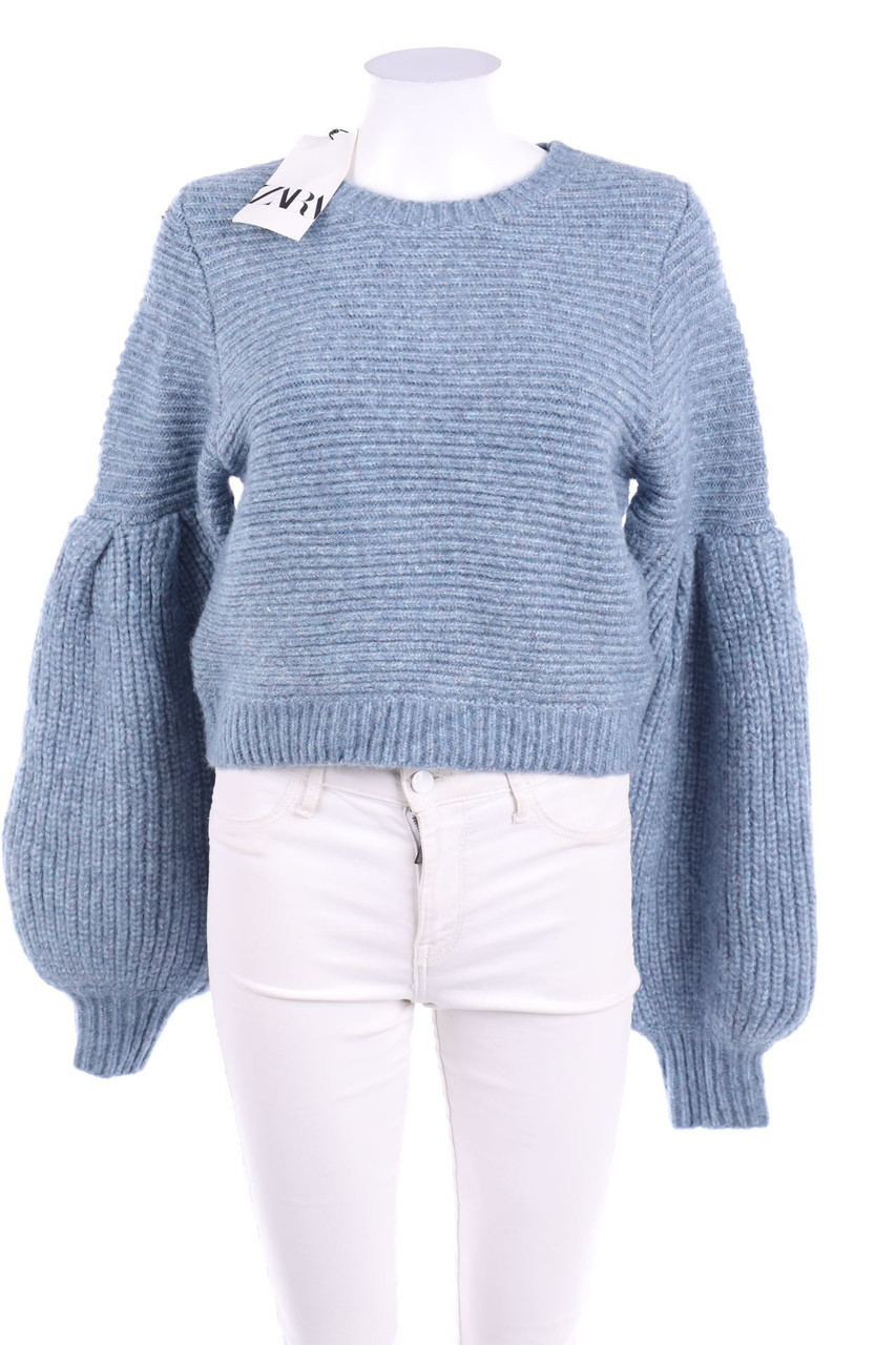 ZARA Cropped-Glitzer-Strick-Pullover mit Wolle S