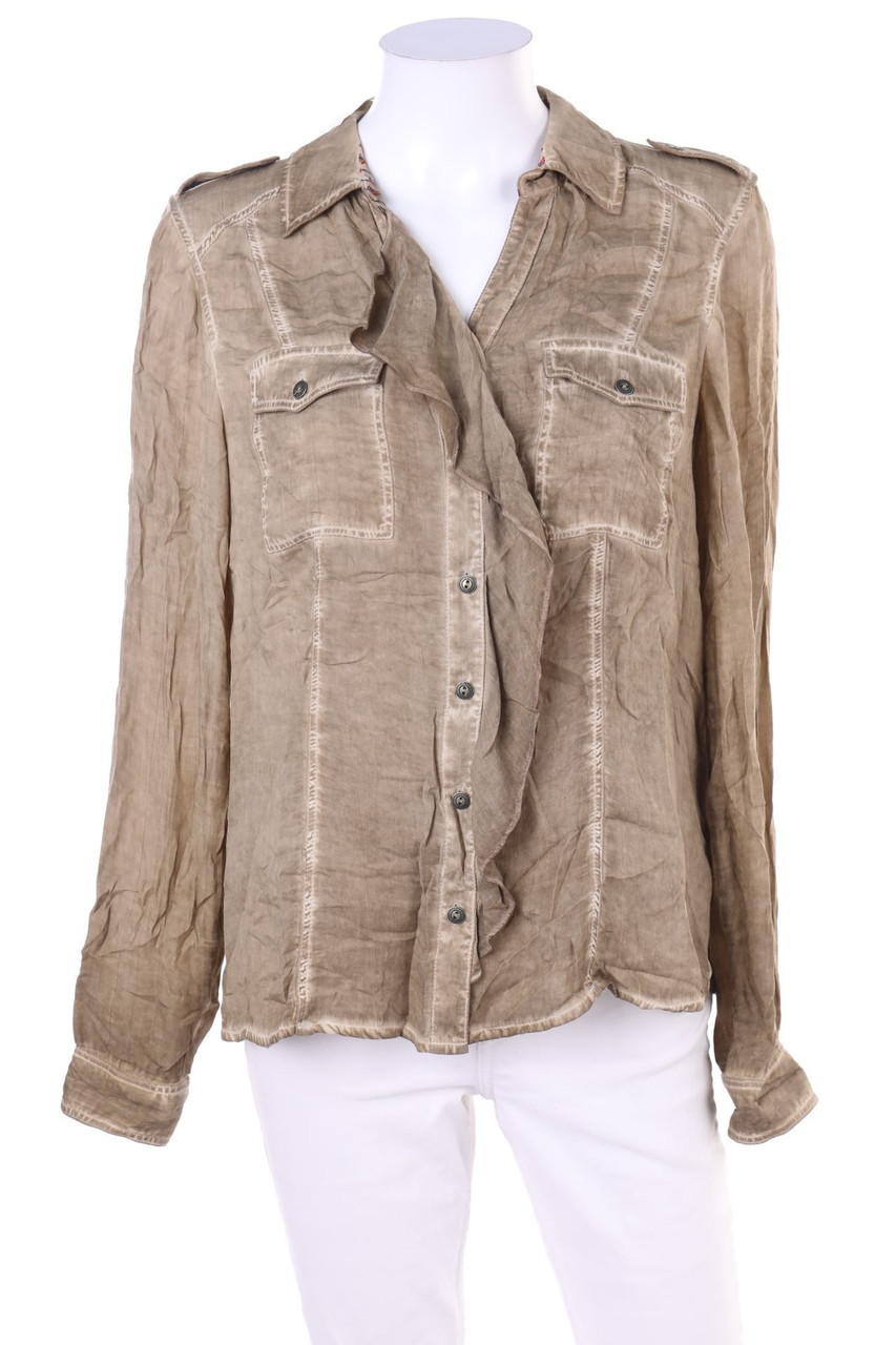 BiBA - Garment Dyed-Volant-Bluse im Safari-Stil - D 38