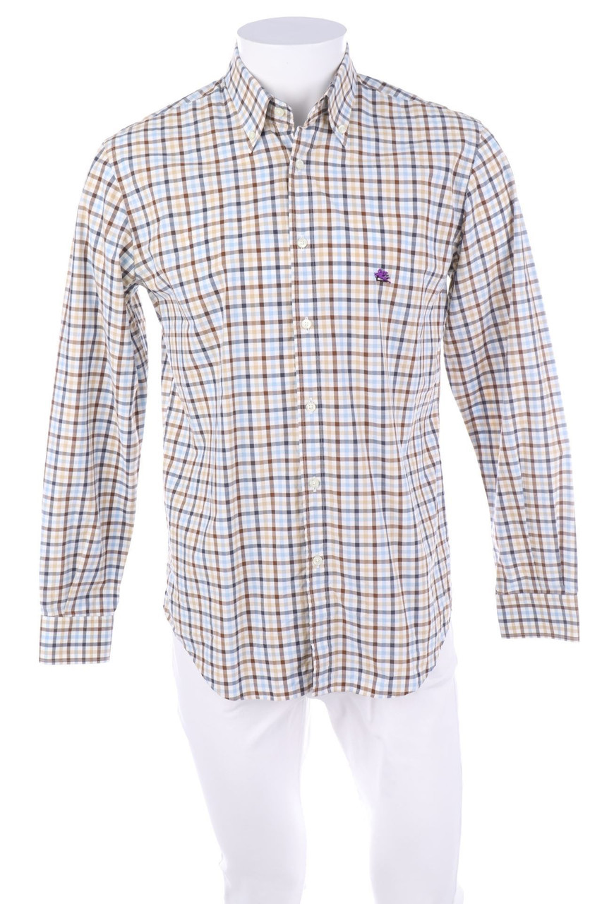 ETRO - kariertes Button-down-Hemd mit Logo-Stickerei - 40