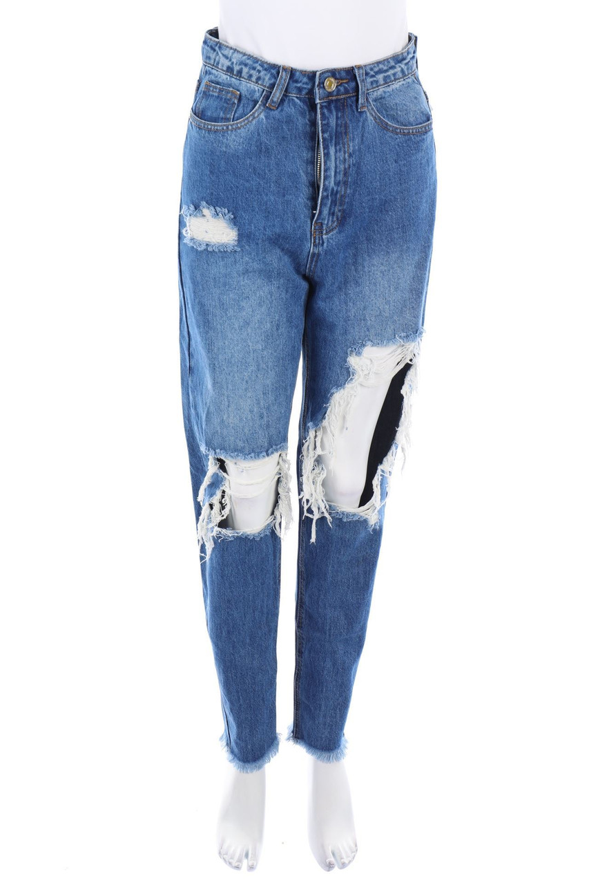 MISSGUIDED - Destroyed-High Waist-Mom-Jeans - D 34