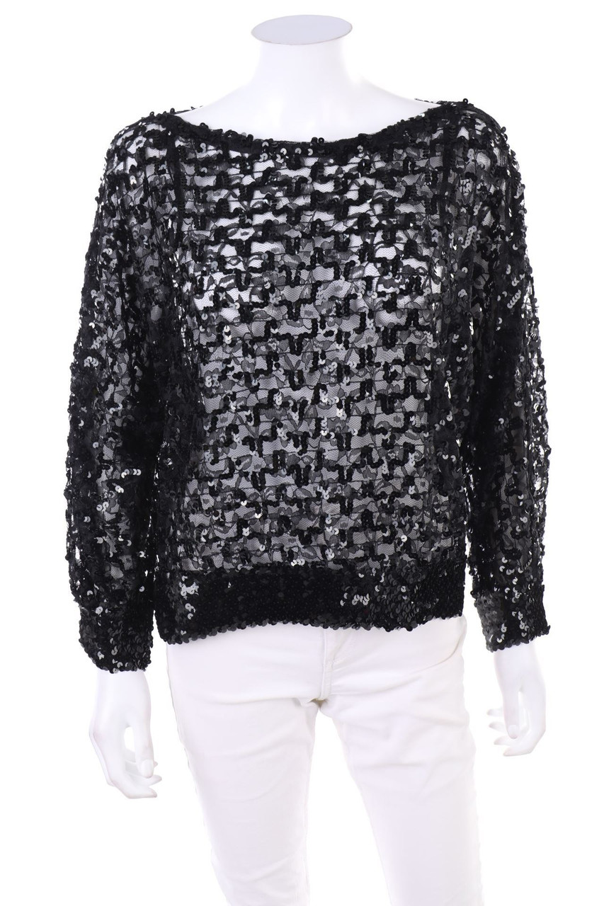 ANN GREEN - Pailletten-Batwing-Shirt - M