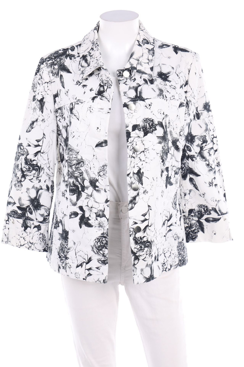 Ohne Label - Jeans-Jacke mit Blumen-Print - M