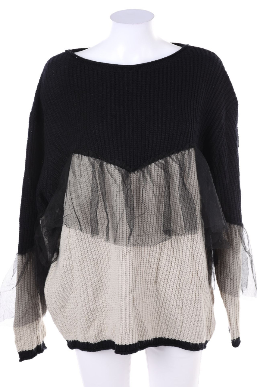 SHEIN - Oversize-Strick-Pullover mit Volants - M