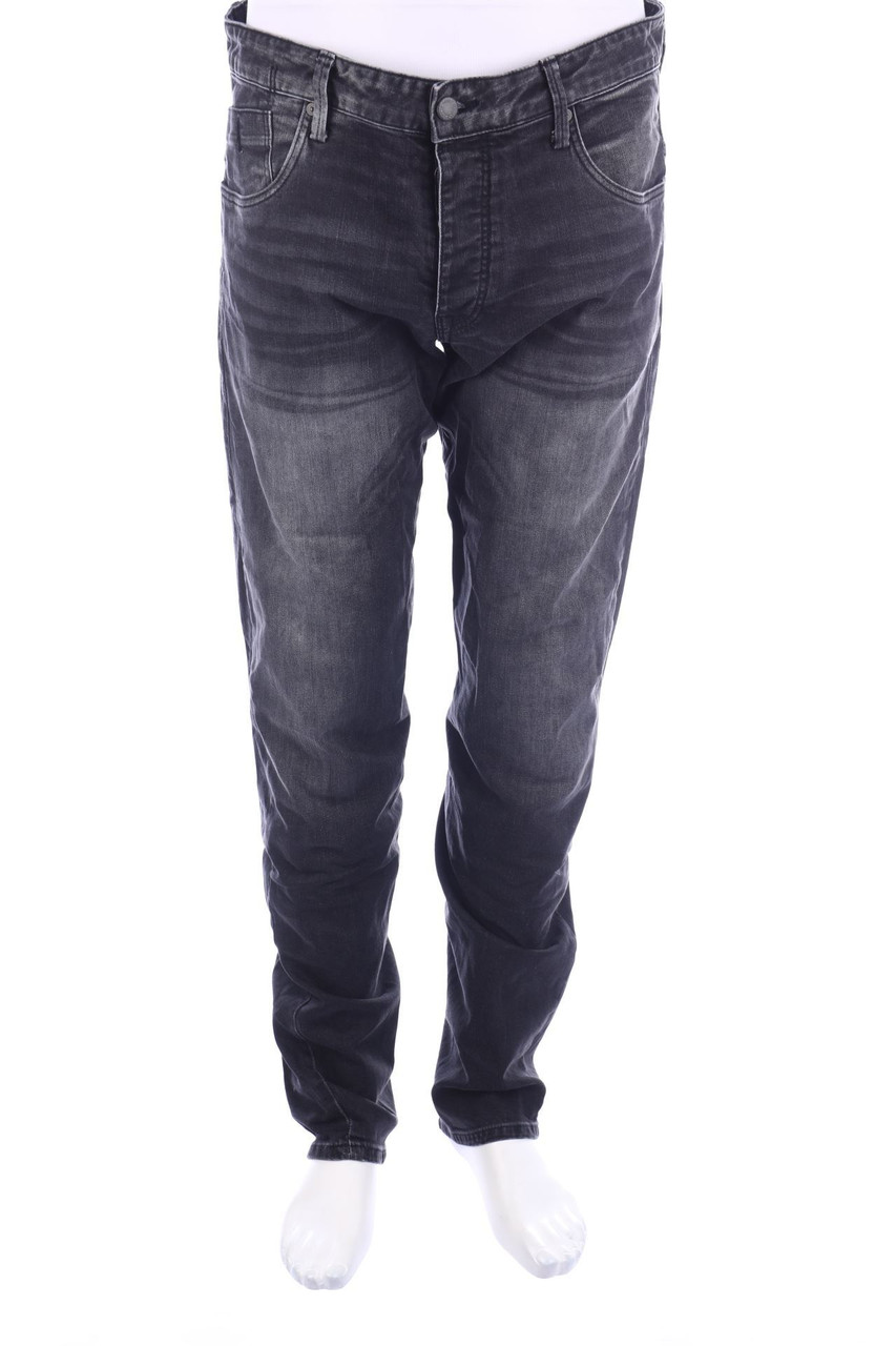 JACK & JONES - Used Look Straight Cut Jeans mit Logo-Badge - W34