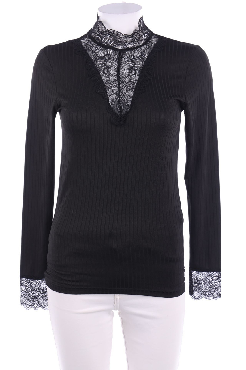 JAQUELINE DE YOUNG - Longsleeve-Shirt mit Spitzen-Einsatz - S