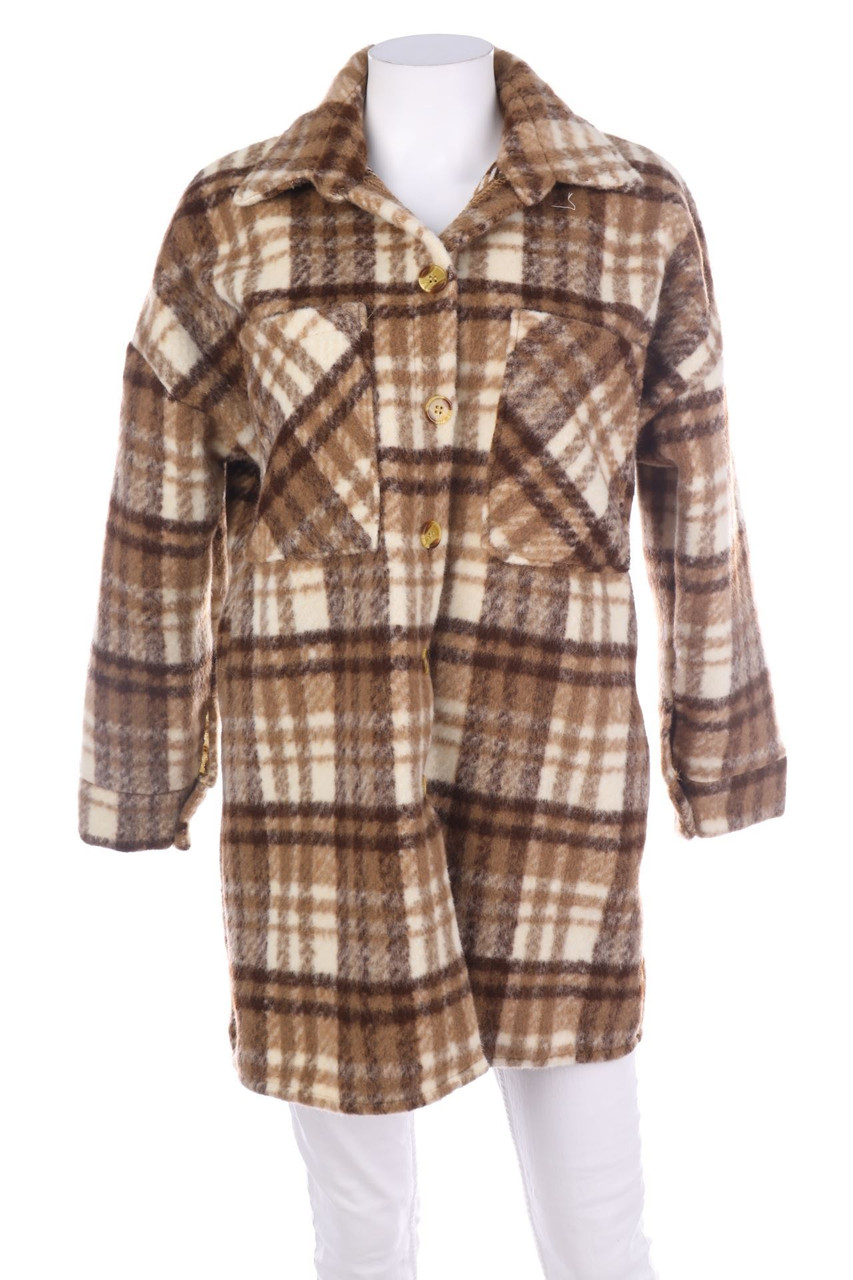 PRETTYLITTLETHING - Oversize-Shacket-Jacke mit Karo-Muster - XS