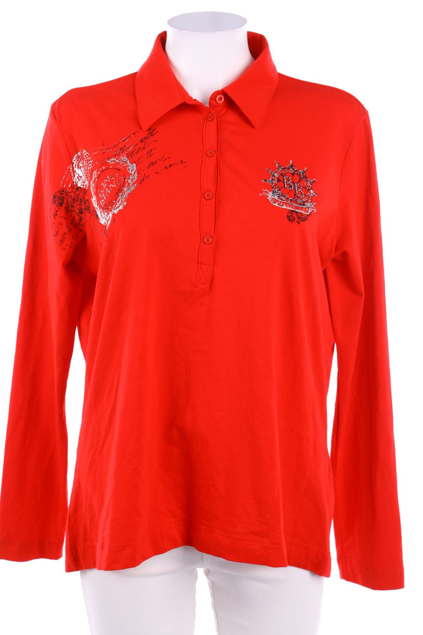 Betty Barclay - Langarm-Polo-Shirt mit Strass-Steinen - D 42
