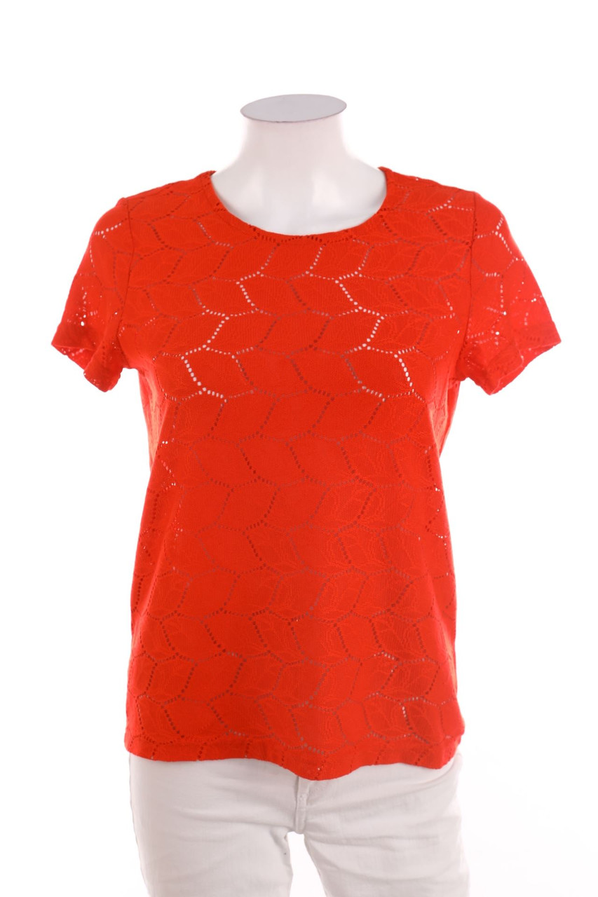 JACQUELINE de YONG - Kurzarm-Shirt aus Lochspitze - S