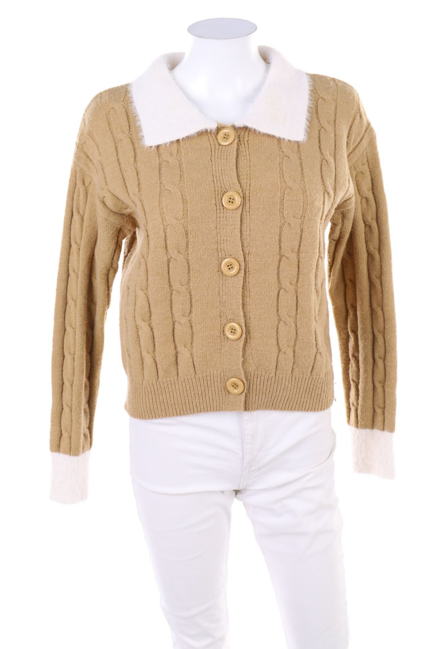 MOCHY - Two Tone-Cardigan mit Zopf-Muster - M
