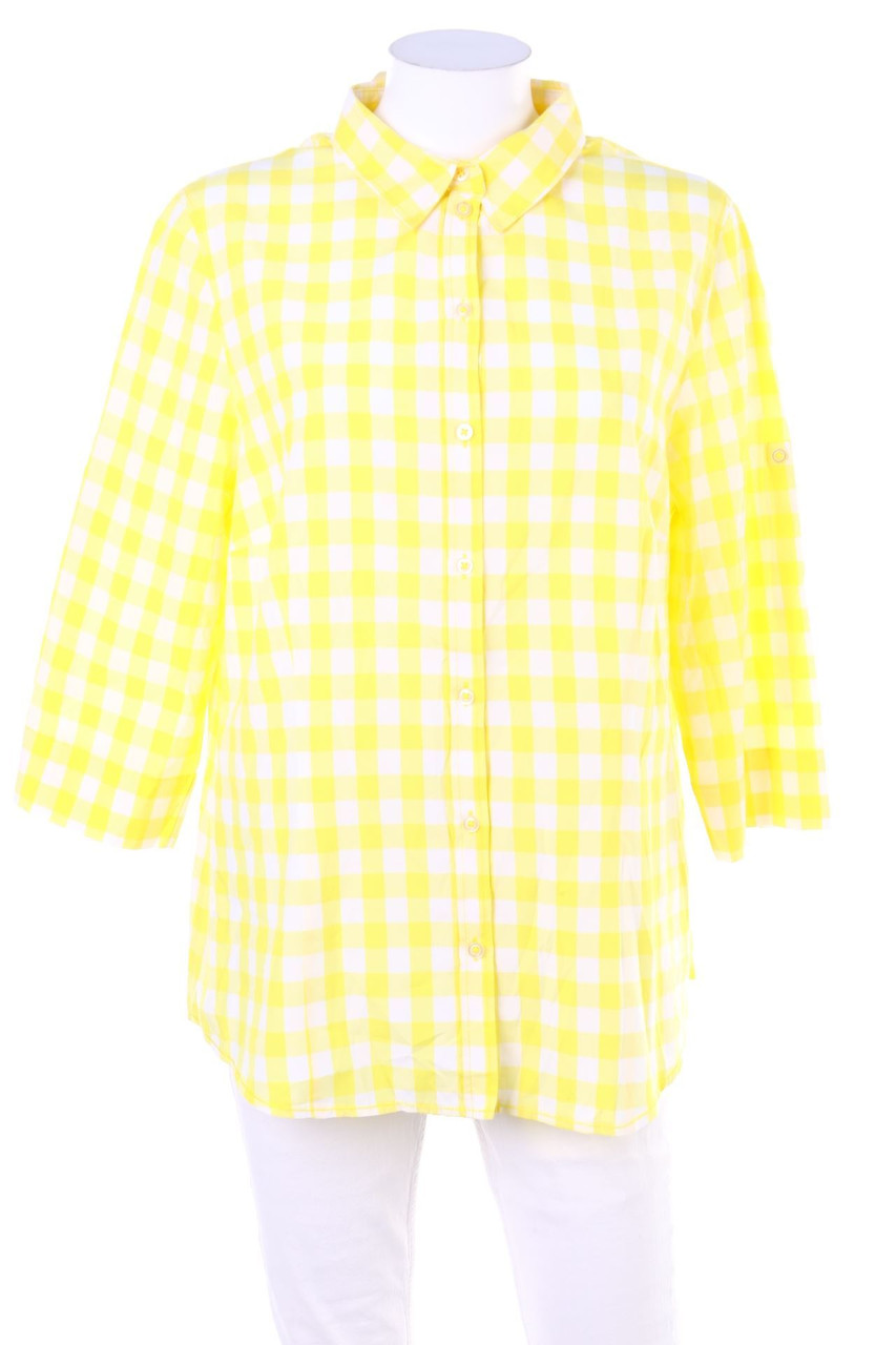 CLARINA COLLECTION - Karo-Hemd-Bluse mit 3/4-Ärmel - D 44