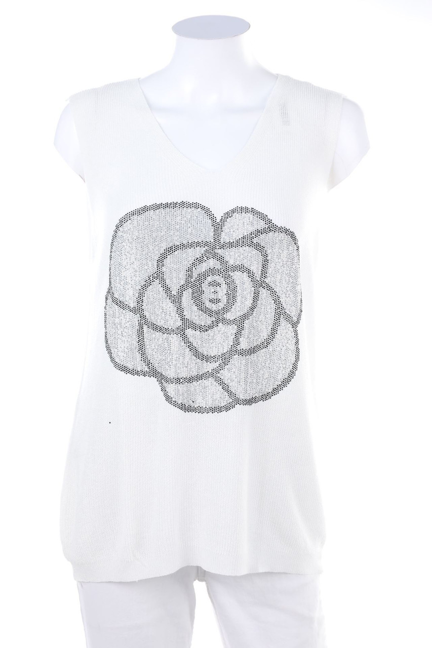 Ohne Label - Strick-Top mit Strass-Steinen - D 42