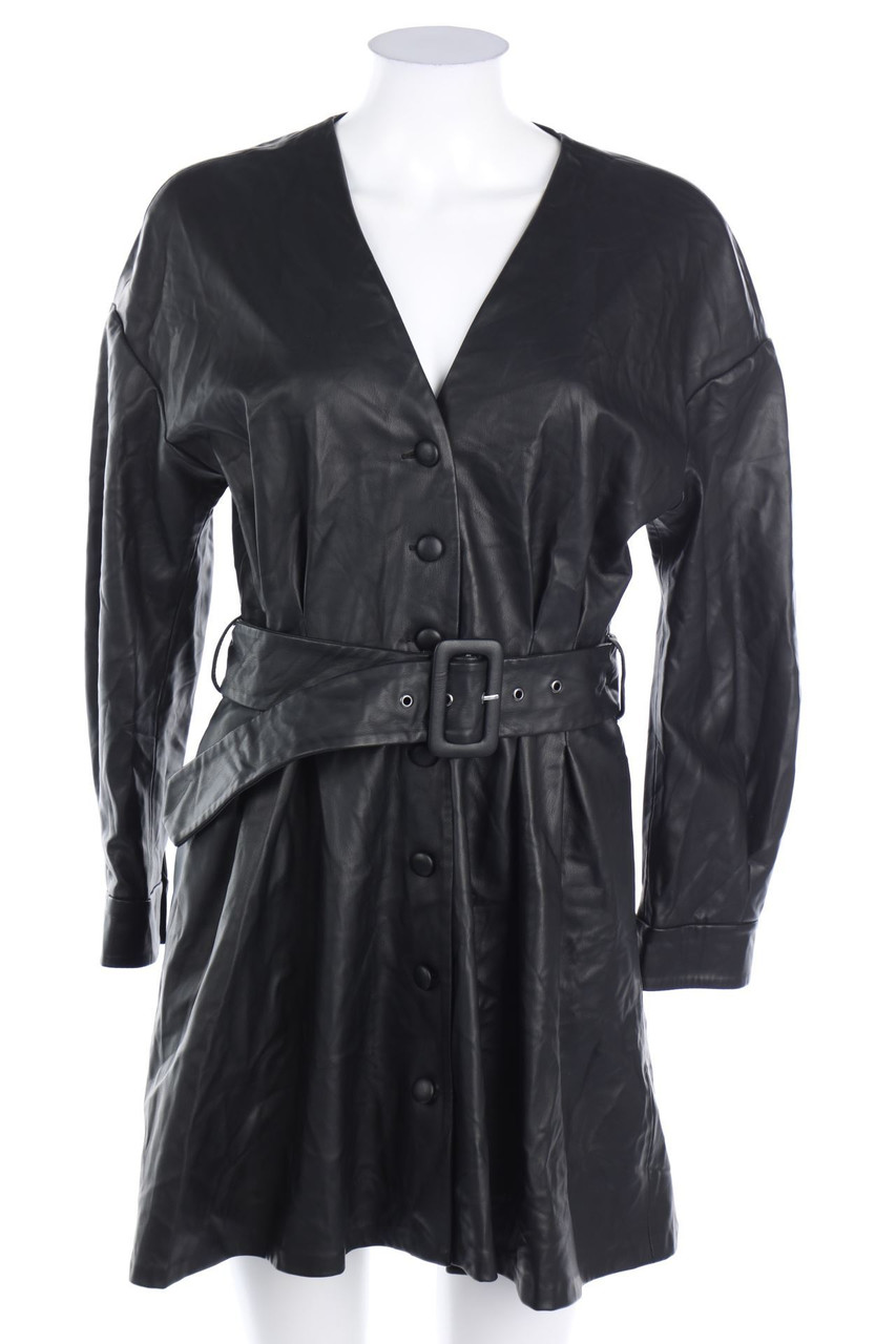 ZARA - Faux Leather-Kleid mit Gürtel - M