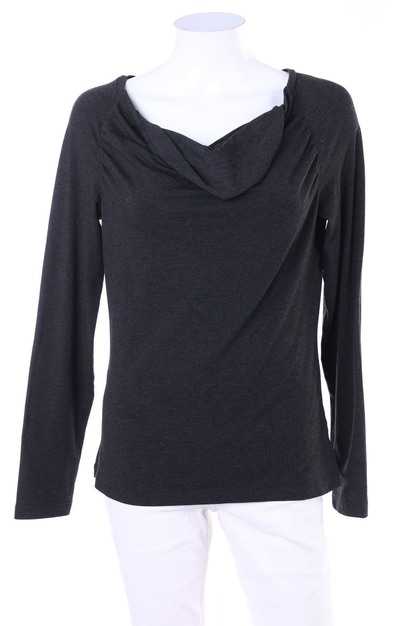 MORE & MORE - Longsleeve-Shirt mit Wasserfall-Ausschnitt - D 38
