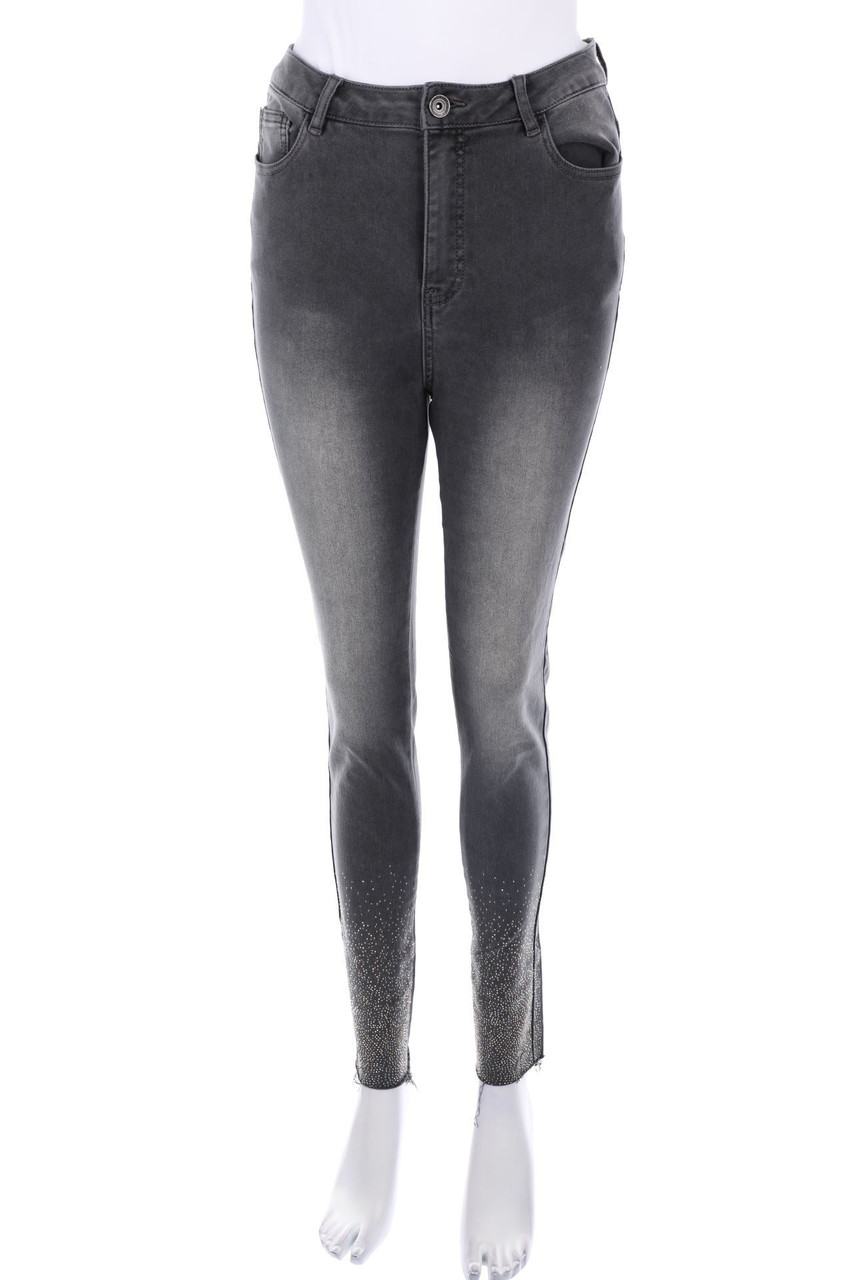 zebra - Distressed Skinny-Jeans mit Strass-Steinen - D 38