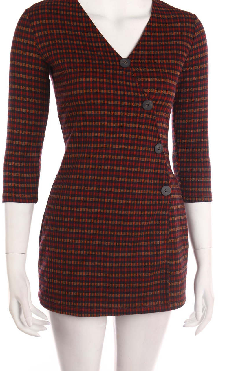 Ohne Label - Karo-Playsuit mit Knöpfen - M