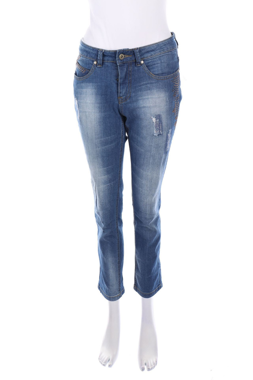 Best Connections - Distressed Straight Cut Jeans mit Nieten - D 36