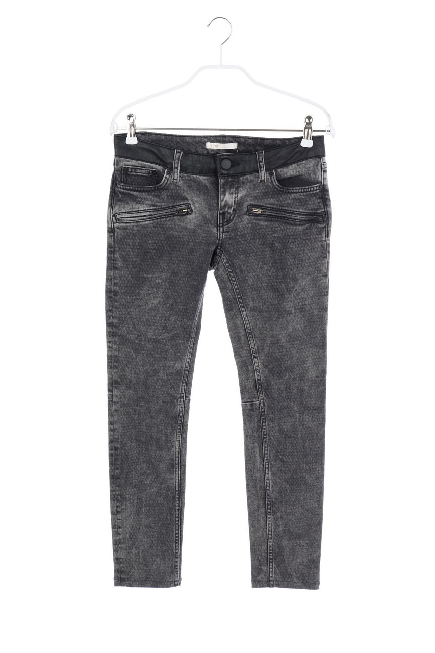 maje - Used Look Skinny-Jeans mit Kunstleder-Details - D 34