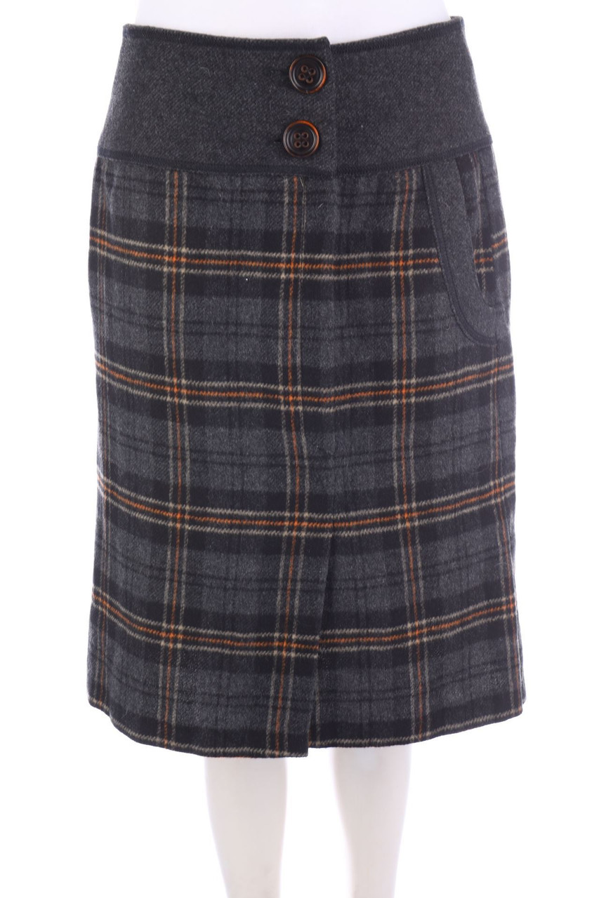 steilmann - Rock aus Woll-Mix mit Karo-Muster - D 38