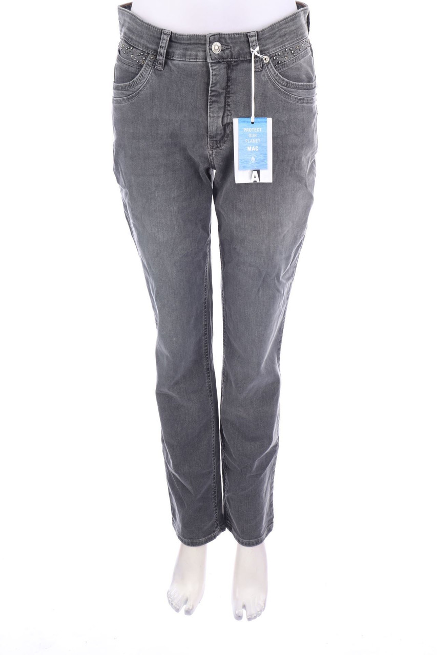 MAC - Straight Cut Jeans mit Schmuckstein-Applikation - D 38