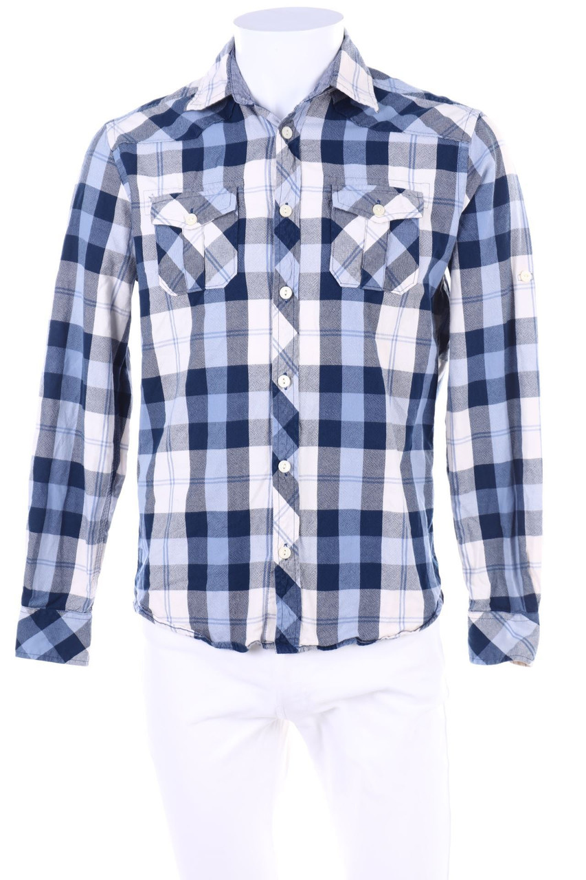 JOHN ADAMS - kariertes Hemd mit Roll-up-Manschette - S