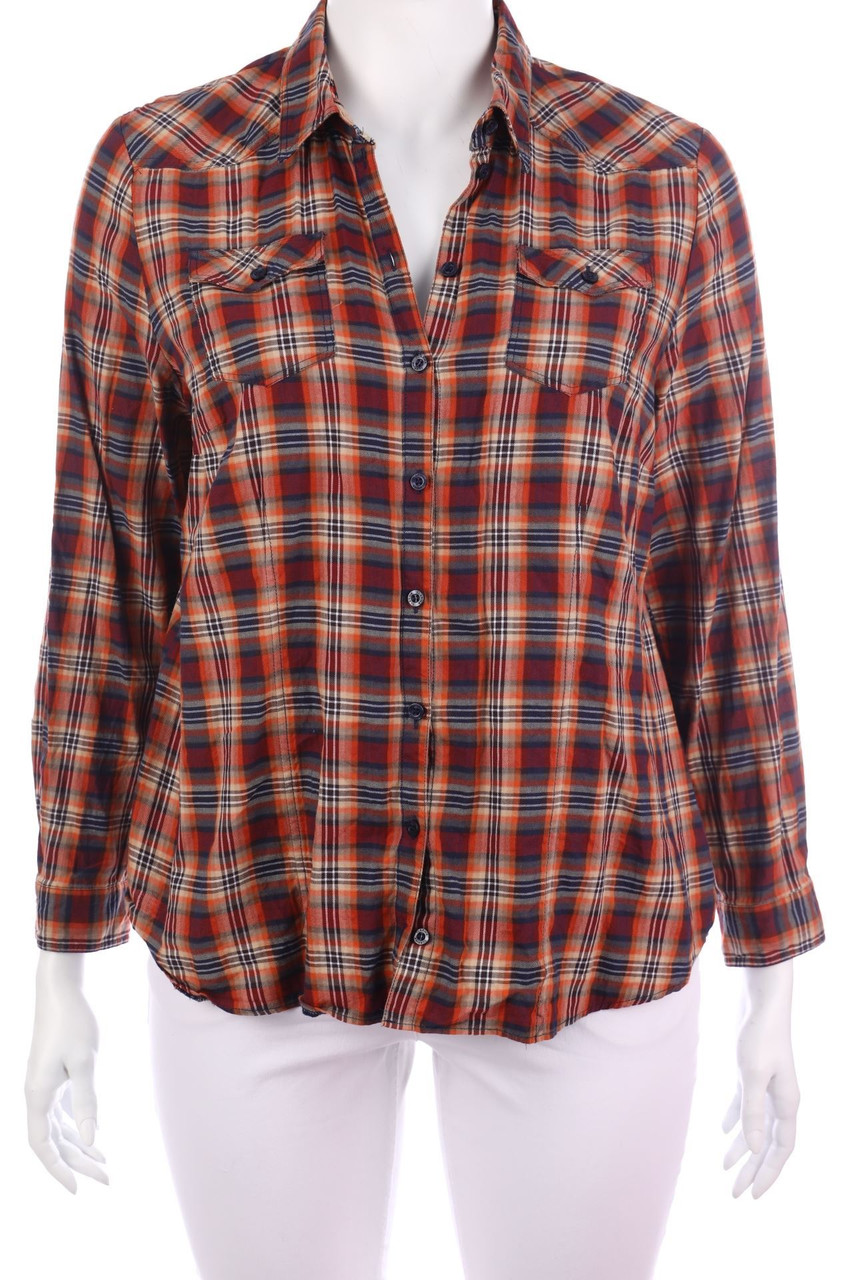 CLARINA COLLECTION - Hemd-Bluse mit Karo-Muster - D 48