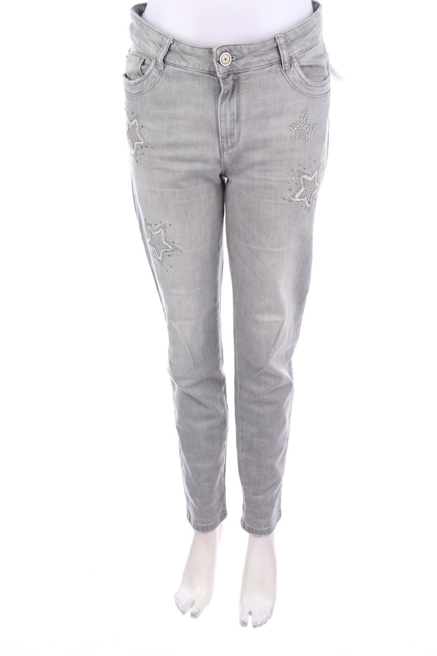 VIA APPIA - Distressed Skinny-Jeans mit Strass-Steinen - D 38