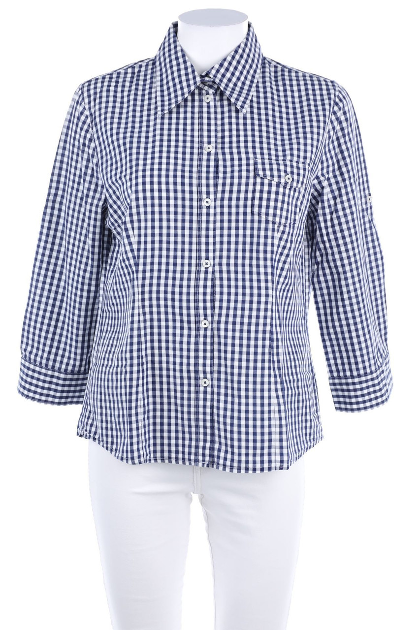 Jake*s - Karo-Hemd-Bluse mit 3/4-Ärmel - D 42