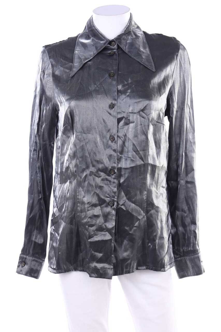 Ohne Label - Hemd-Bluse mit Metallic-Effekt - M