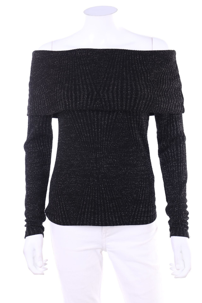 Ohne Label - Carmen-Bluse mit Glitzer - XS