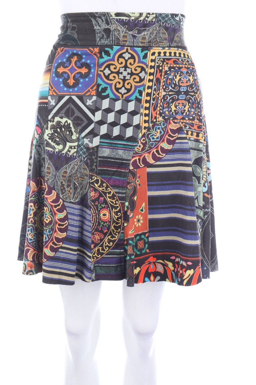 Desigual - Faux Leather-Rock mit Print - M