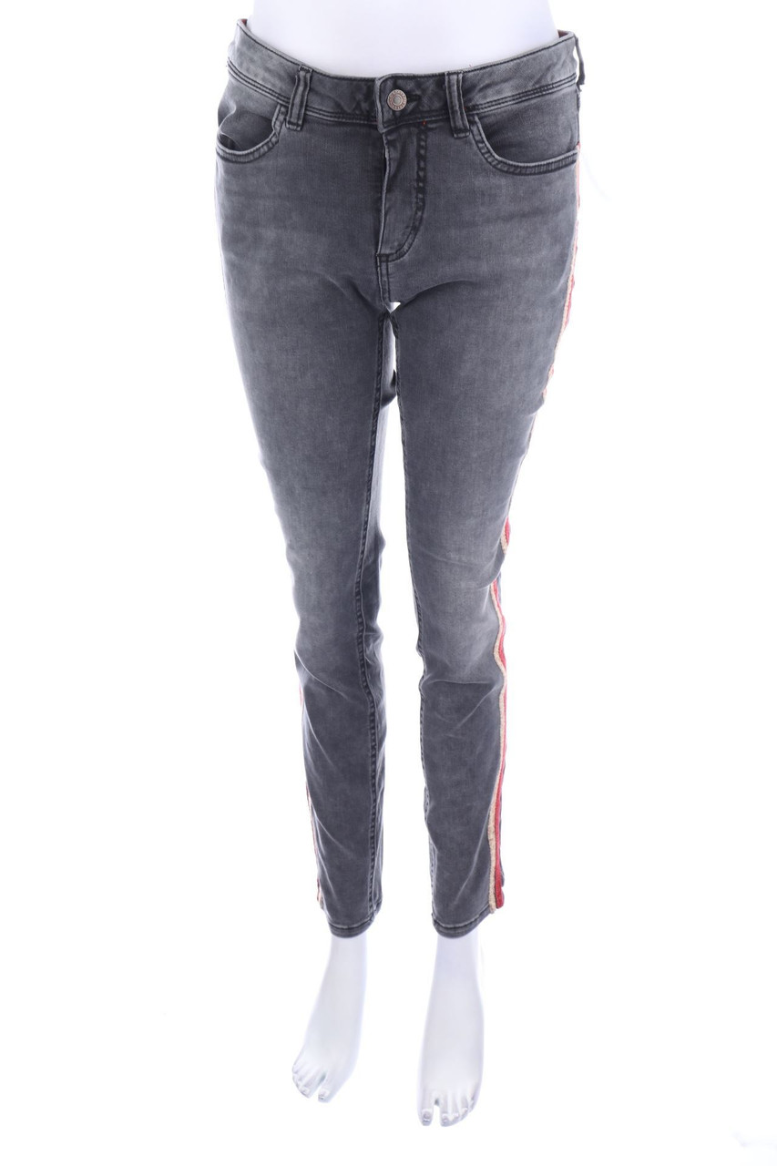 Street One - Used Look Skinny-Jeans mit Galonstreifen - W29