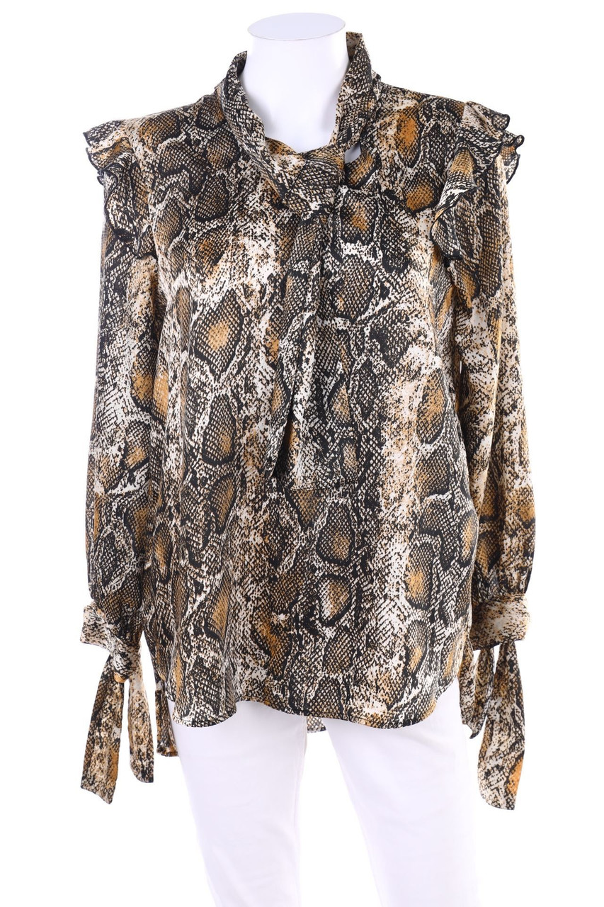 ZARA - Volant-Bluse mit Animal-Print - S
