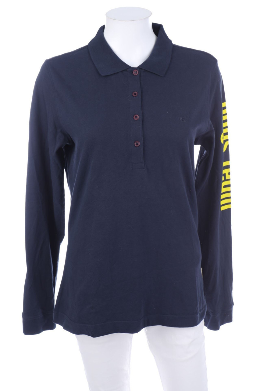 camel active - Langarm-Polo-Shirt mit Logo-Print - XL
