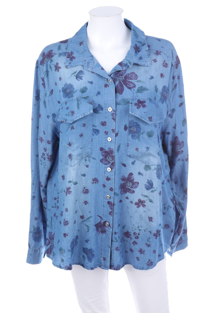 ellen amber - Jeans-Bluse mit Blumen-Print - XXL