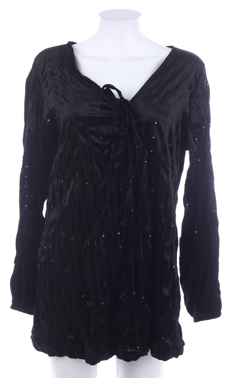 meine größe - Samt-Longsleeve-Shirt mit Pailletten - D 44