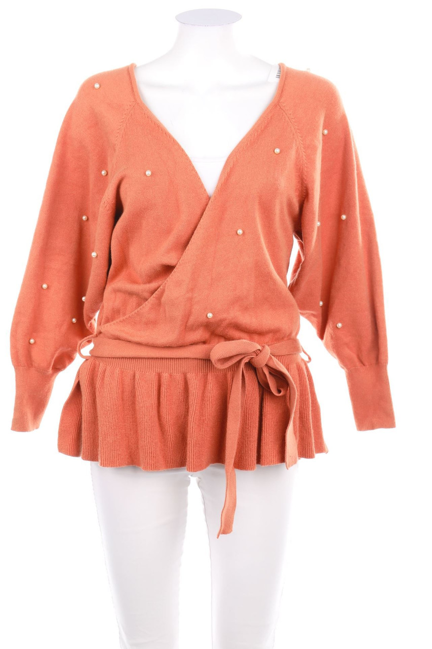 Glamaker - Strick-Pullover in Wickel-Optik mit Perlen - S